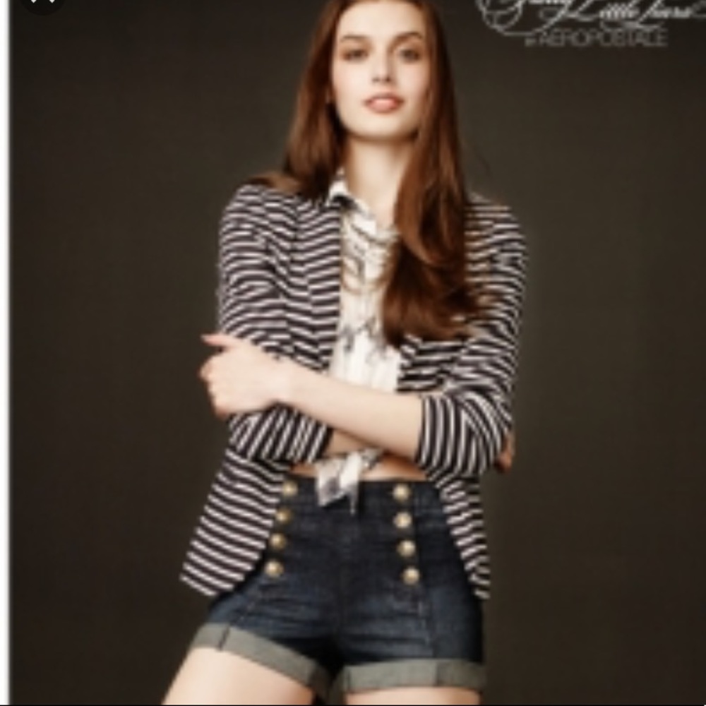 Navy & White Striped Blazer